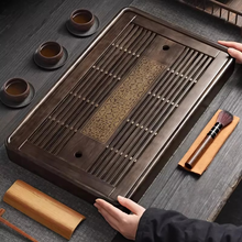 Load image into Gallery viewer, Rectangular Wooden Tea Serving Tray with Drainage for Home and Living Room
