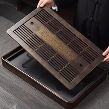 Load image into Gallery viewer, Rectangular Wooden Tea Serving Tray with Drainage for Home and Living Room
