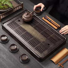 Load image into Gallery viewer, Rectangular Wooden Tea Serving Tray with Drainage for Home and Living Room
