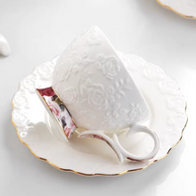 Load image into Gallery viewer, European Floral Bone China Teapot and Cup Set with Serving Tray
