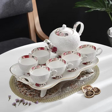Load image into Gallery viewer, European Floral Bone China Teapot and Cup Set with Serving Tray
