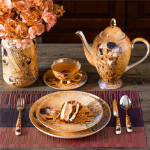 Load image into Gallery viewer, Luxury Bone China Coffee and Tea Set with The Kiss Art Design
