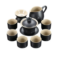 Load image into Gallery viewer, Black Clay Kung Fu Tea Set with Anti-scalding Handle Teapot and Matching Cups for Home Tea Ceremony
