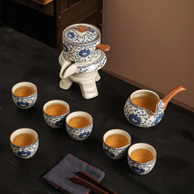 Load image into Gallery viewer, Blue and White Porcelain Automatic Teaware Set with Stone Mill Teapot

