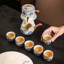 Load image into Gallery viewer, Blue and White Porcelain Automatic Teaware Set with Stone Mill Teapot
