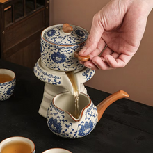 Load image into Gallery viewer, Blue and White Porcelain Automatic Teaware Set with Stone Mill Teapot
