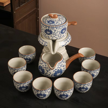 Load image into Gallery viewer, Blue and White Porcelain Automatic Teaware Set with Stone Mill Teapot

