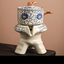 Load image into Gallery viewer, Blue and White Porcelain Automatic Teaware Set with Stone Mill Teapot
