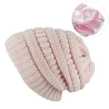 Load image into Gallery viewer, Satin Lined Knitted Beanie for Women and Men Warm Winter Slouch Hat
