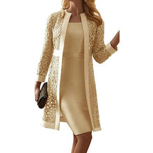 Load image into Gallery viewer, Two Piece Knee Length Dress and Floral Lace Jacket Set for Weddings and Formal Events
