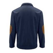 Load image into Gallery viewer, Button Neck Pullover Sweater with Fleece Lining and Elbow Patches
