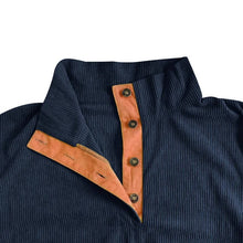 Load image into Gallery viewer, Button Neck Pullover Sweater with Fleece Lining and Elbow Patches
