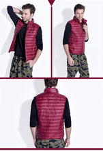 Load image into Gallery viewer, Down Vest with Full Zip Closure and Stand Up Collar for Men
