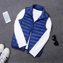 Load image into Gallery viewer, Down Vest with Full Zip Closure and Stand Up Collar for Men
