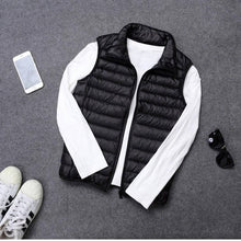 Load image into Gallery viewer, Down Vest with Full Zip Closure and Stand Up Collar for Men
