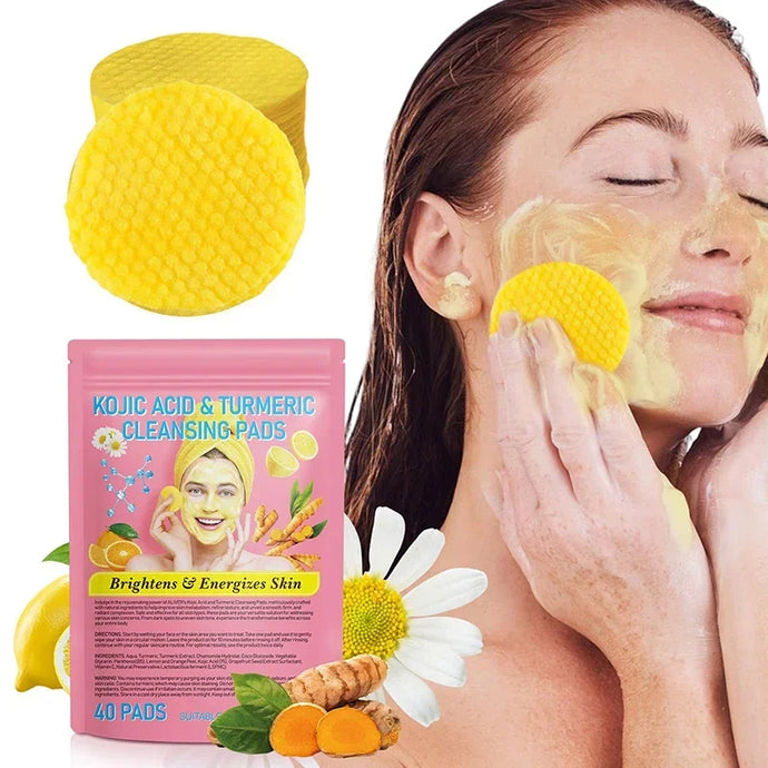 40Pcs Turmeric Kojic Acid Exfoliating Cleansing Pads