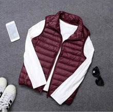 Load image into Gallery viewer, Down Vest with Full Zip Closure and Stand Up Collar for Men
