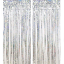 Load image into Gallery viewer, Pink Metallic Foil Fringe Curtain Backdrop Set for Parties and Events
