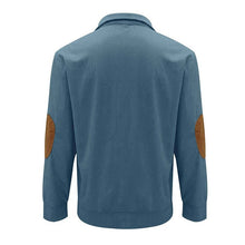 Load image into Gallery viewer, Button Neck Pullover Sweater with Fleece Lining and Elbow Patches
