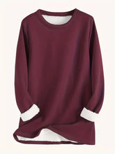 Load image into Gallery viewer, Fleece Lined Sweatsuit Set for Women with Crewneck Top and Drawstring Pants
