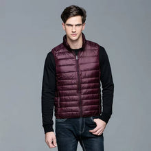 Load image into Gallery viewer, Down Vest with Full Zip Closure and Stand Up Collar for Men
