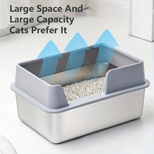 Load image into Gallery viewer, Stainless Steel Cat Litter Box | Non-Stick, High Wall Enclosure
