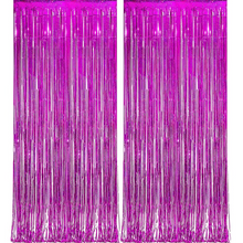 Load image into Gallery viewer, Pink Metallic Foil Fringe Curtain Backdrop Set for Parties and Events
