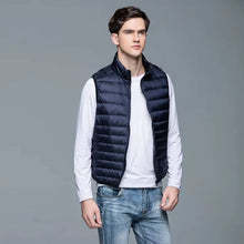 Load image into Gallery viewer, Down Vest with Full Zip Closure and Stand Up Collar for Men

