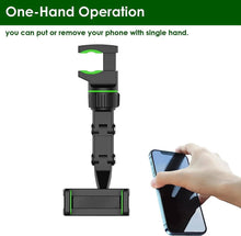 Load image into Gallery viewer, Rearview Mirror Phone Holder with 360 Degree Rotation and Silicone Grip for 4 to 6.5in Phones
