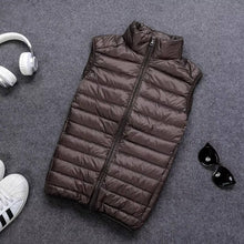 Load image into Gallery viewer, Down Vest with Full Zip Closure and Stand Up Collar for Men

