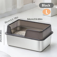 Load image into Gallery viewer, Stainless Steel Cat Litter Box | Non-Stick, High Wall Enclosure
