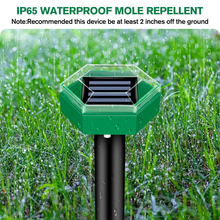 Load image into Gallery viewer, Solar Ultrasonic Mole Repellent Stakes Pack of 4 for Lawns and Garden Beds
