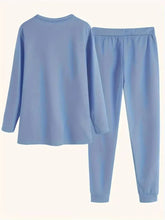 Load image into Gallery viewer, Fleece Lined Sweatsuit Set for Women with Crewneck Top and Drawstring Pants
