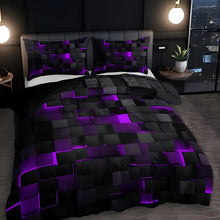 Load image into Gallery viewer, Geomatrix Duvet Cover Set, 3D Grid Print Bedding
