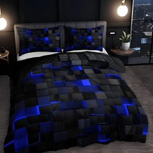 Load image into Gallery viewer, Geomatrix Duvet Cover Set, 3D Grid Print Bedding
