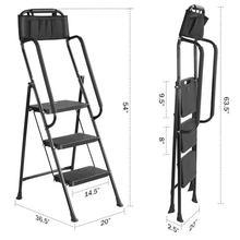 Load image into Gallery viewer, 3 Step Stool Ladder With Handrails 330 Lbs
