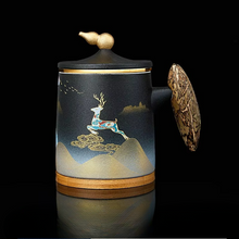 Load image into Gallery viewer, Ceramic Tea Filter Mug with Lid and Large Capacity for Home or Office

