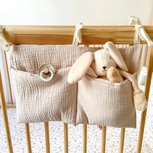 Load image into Gallery viewer, Baby Crib Storage Organizer Bag with Double Cotton Pouches
