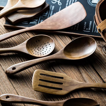 Load image into Gallery viewer, 9 Piece Teak Wooden Cooking Utensil Set with Holder

