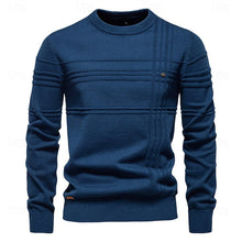 Load image into Gallery viewer, Mens Textured Crewneck Sweater with Subtle Woven Lines and a Tailored Fit in Five Colors
