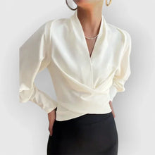 Load image into Gallery viewer, Versatile women's fashion blouse, a chic long-sleeve wrap top suitable for professional office or casual wear.
