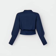 Load image into Gallery viewer, Women's long-sleeve wrap blouse, an elegant and versatile top for office, work, and stylish casual occasions.
