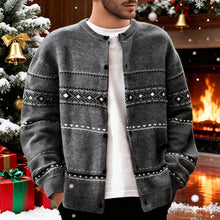Load image into Gallery viewer, Button Down Cardigan with Geometric Pattern and Regular Fit, Winter Layering
