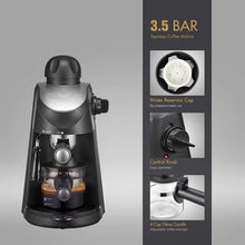 Load image into Gallery viewer, Compact Steam Espresso Machine with Built in Steam Wand and Removable Portafilter in Black Or Red

