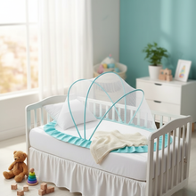Load image into Gallery viewer, Foldable Baby Crib with Mosquito Net and Soft Mattress Set
