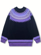 Load image into Gallery viewer, Womens Chunky Jacquard Round Neck Sweater with a Nature Inspired Pattern in Eight Colors
