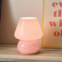 Load image into Gallery viewer, Swirled Glass Mushroom Lamp with Stepless Dimming for Bedside Tables
