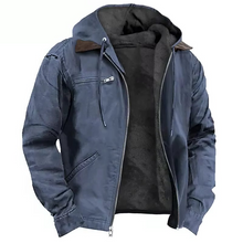 Load image into Gallery viewer, Fleece Lined Hooded Work Jacket with Adjustable Hood and Relaxed Fit for Winter
