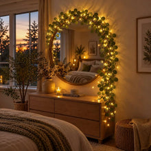 Load image into Gallery viewer, Light Up Olive Vine with Fairy Lights Among Leaves for Mantels Shelves and Mirrors
