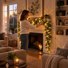 Load image into Gallery viewer, Light Up Olive Vine with Fairy Lights Among Leaves for Mantels Shelves and Mirrors
